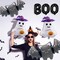 9 Pcs Bat Ghost Balloons BOO Foil Balloon Kit(Black White Purple)